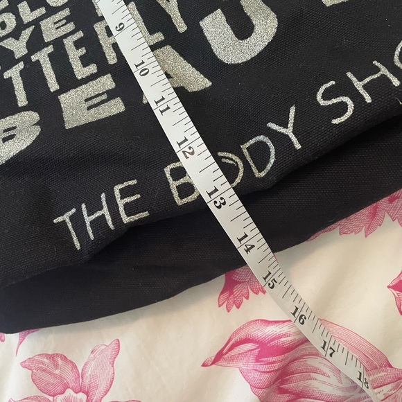 🏝️Big $9 Sale🏝️NWT - The Body Shop Canvas Tote Bag Black & Silver - Picture 5 of 8